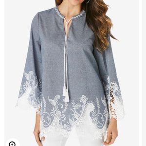 28) NWT Rosman’s Lace Chambray Tunic Plus Size 20W